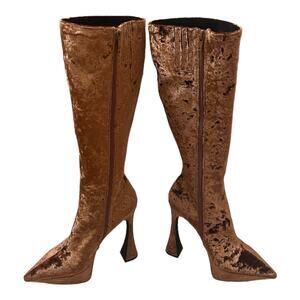 JEFFREY CAMPBELL Shego crushed velvet platform knee high boots NEW